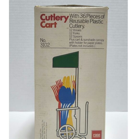 1984 Cutlery Cart Holder Picnic Party Table Basket Silverware Camping Vintage - Picture 7 of 11